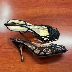Dolce & Gabbana Elegant Black Strappy Heels Size 39 Made Italy Satin
